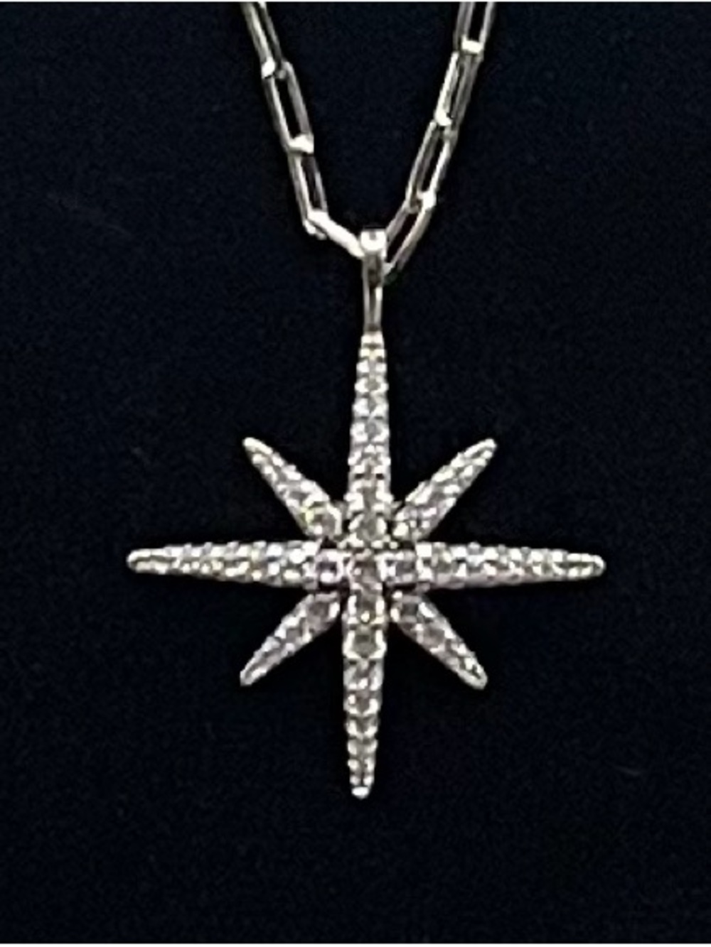 NWOT PAJ .925 solid SS stamped Starburst Paperclip Chain Necklace 16” 2”extender